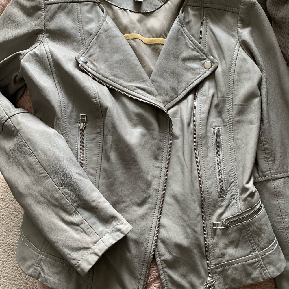 Grey Danier leather jacket frm blink collection sm